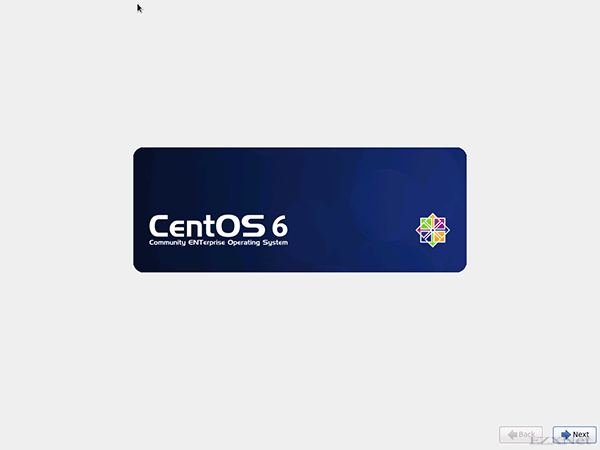 CentOSのロゴが表示されました。右下の"Next"ボタンで先に進んでいきます