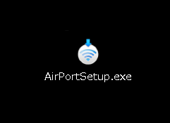 保存場所に作成された「AirPortSetup.exe」のファイルをダブルクリックします