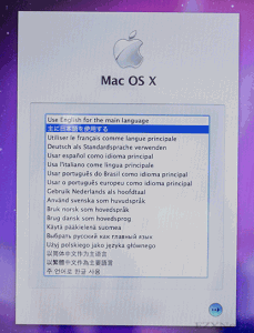 Mac OS X インストーラで言語選択
