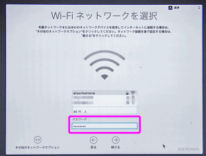 Wi-Fiネットワークに接続するためのパスワードを入力します。